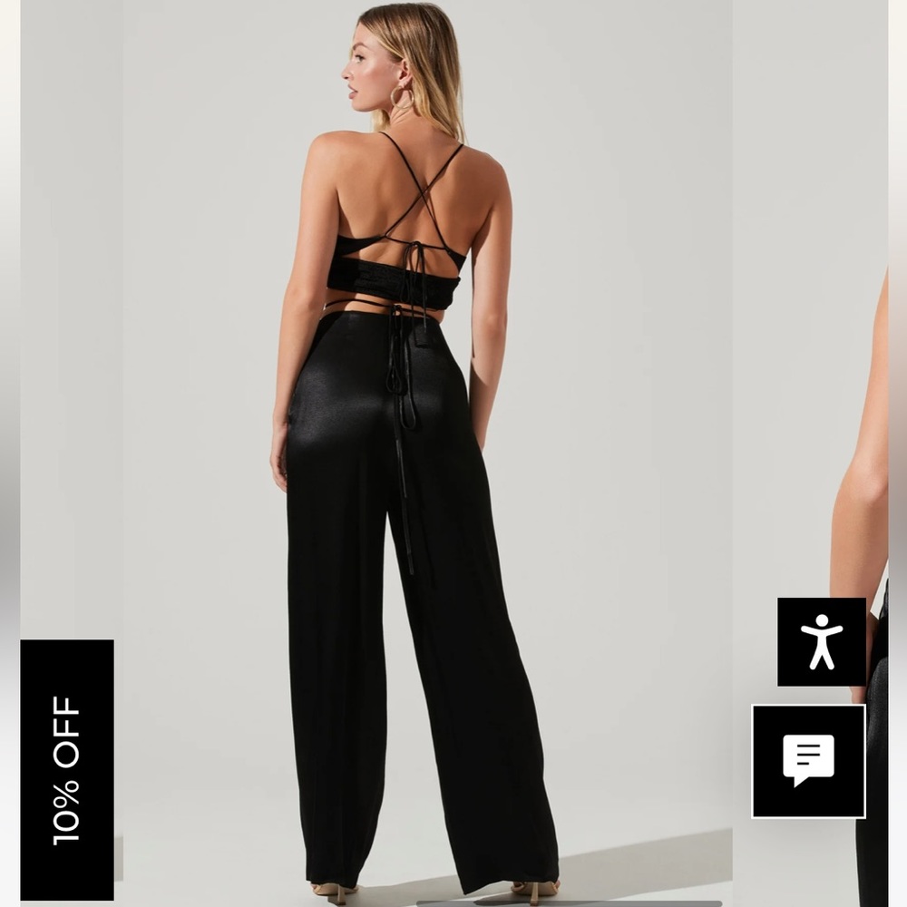 ASTR THE LABEL AMIAH SATIN TIE WAIST WIDE LEG PANTS - Picture 5 of 10